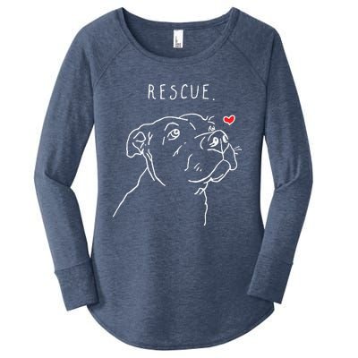 Rescue Dog Pitbull Drawing Rescue Mom Women's Perfect Tri Tunic Long Sleeve Shirt