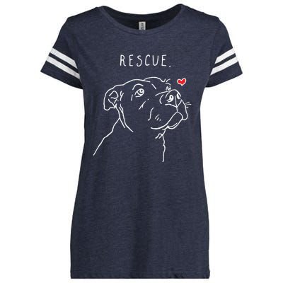 Rescue Dog Pitbull Drawing Rescue Mom Enza Ladies Jersey Football T-Shirt