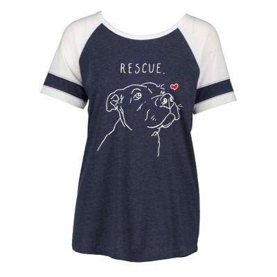 Rescue Dog Pitbull Drawing Rescue Mom Enza Ladies Jersey Colorblock Tee