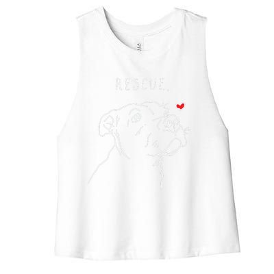 Rescue Dog Pitbull Drawing Rescue Mom Women's Racerback Cropped Tank