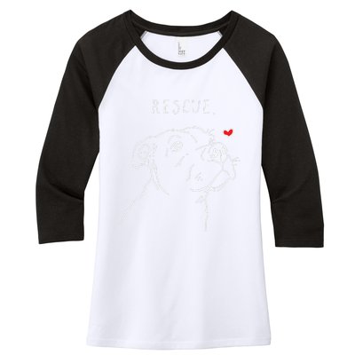 Rescue Dog Pitbull Drawing Rescue Mom Women's Tri-Blend 3/4-Sleeve Raglan Shirt