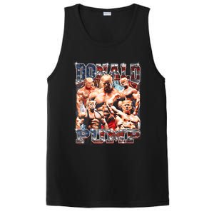 Retro Donald Pump Gym Collage Photo Meme Funny Trump PosiCharge Competitor Tank