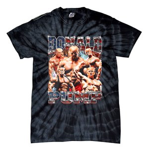 Retro Donald Pump Gym Collage Photo Meme Funny Trump Tie-Dye T-Shirt