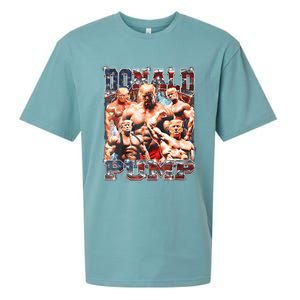 Retro Donald Pump Gym Collage Photo Meme Funny Trump Sueded Cloud Jersey T-Shirt