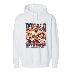 Retro Donald Pump Gym Collage Photo Meme Funny Trump Garment-Dyed Fleece Hoodie