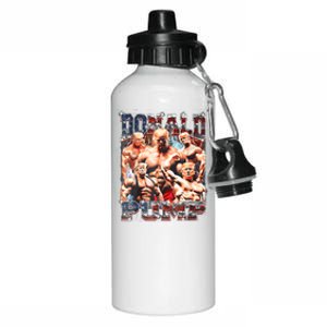 Retro Donald Pump Gym Collage Photo Meme Funny Trump Aluminum Water Bottle