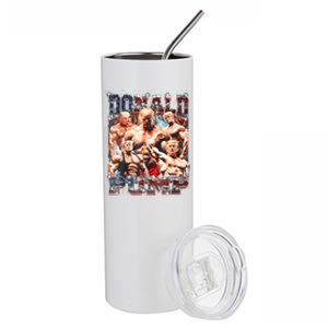 Retro Donald Pump Gym Collage Photo Meme Funny Trump Stainless Steel Tumbler