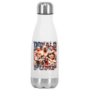 Retro Donald Pump Gym Collage Photo Meme Funny Trump Stainless Steel Insulated Water Bottle