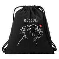 Rescue Dog, Pitbull Drawing, Rescue Mom, Adopt Don't Shop Drawstring Bag
