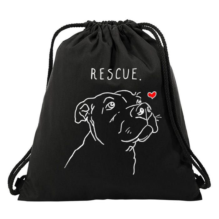 Rescue Dog, Pitbull Drawing, Rescue Mom, Adopt Don't Shop Drawstring Bag