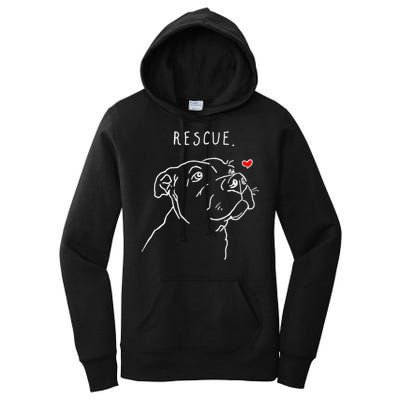 Rescue Dog, Pitbull Drawing, Rescue Mom, Adopt Don't Shop Women's Pullover Hoodie