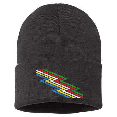 Retro Disability Pride Flag Awareness Sustainable Knit Beanie