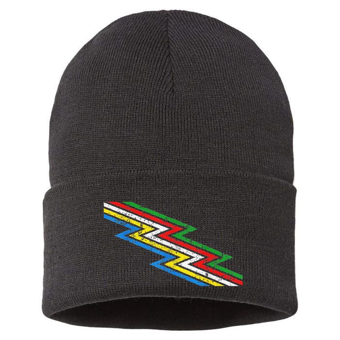 Retro Disability Pride Flag Awareness Sustainable Knit Beanie