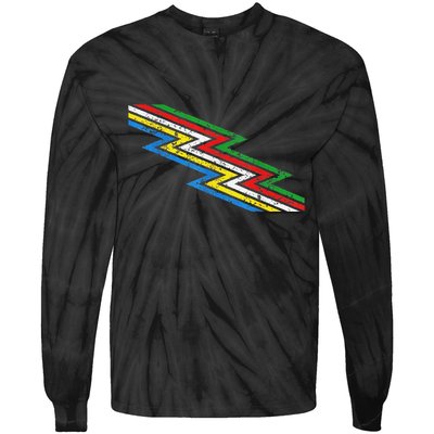 Retro Disability Pride Flag Awareness Tie-Dye Long Sleeve Shirt