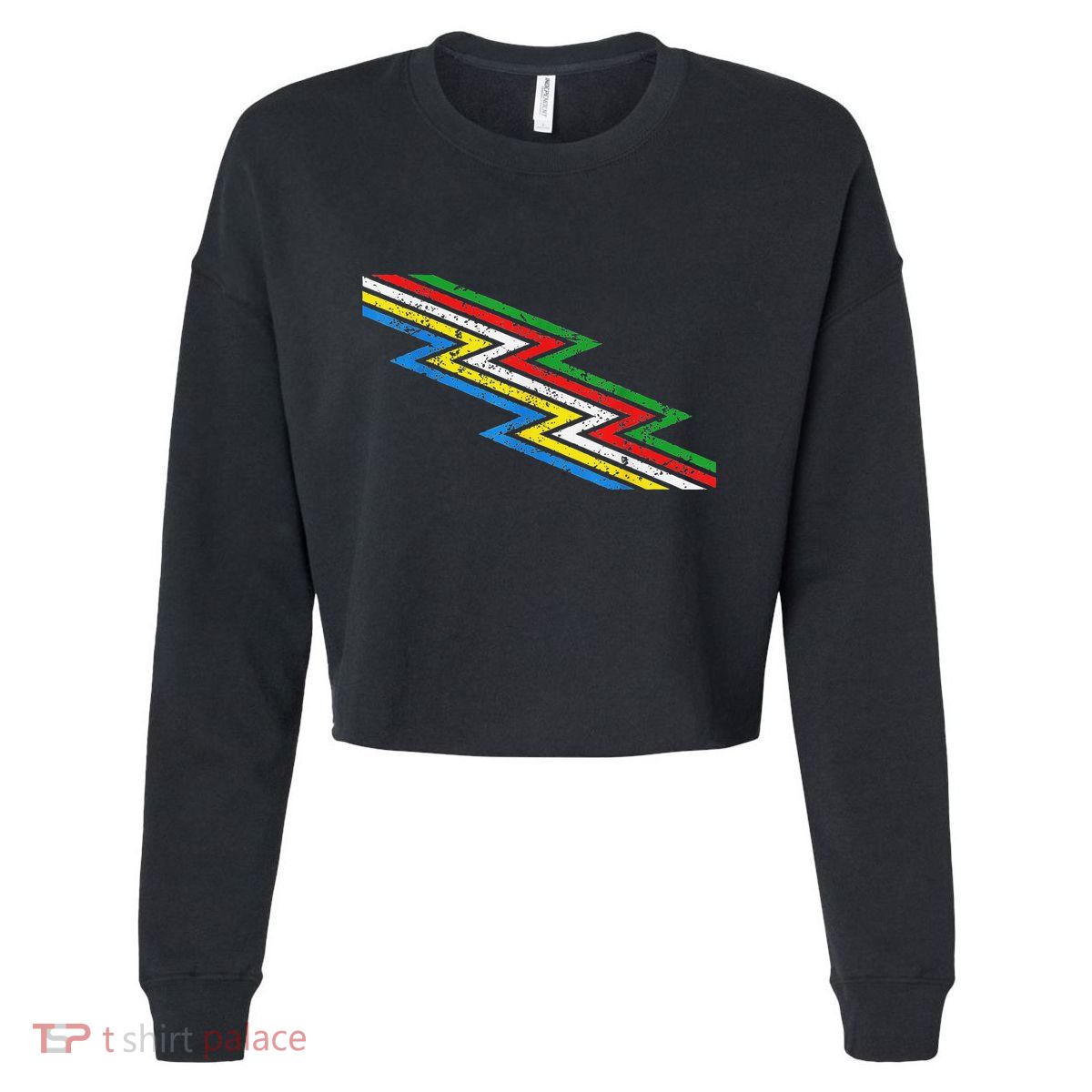 Retro Disability Pride Flag Awareness Cropped Pullover Crew