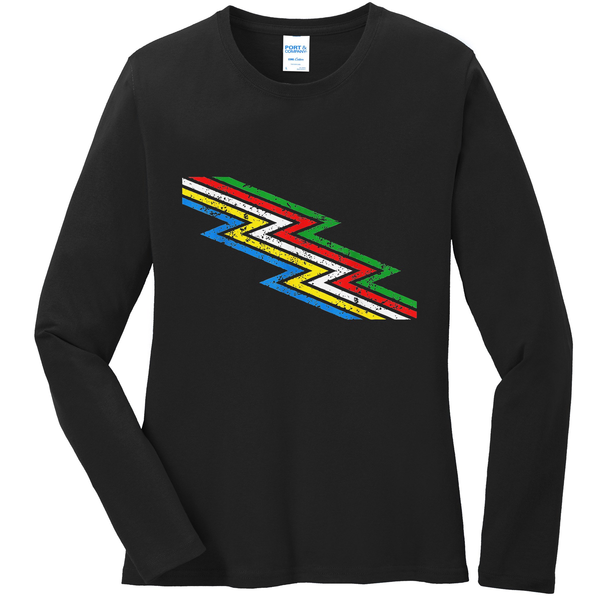 Retro Disability Pride Flag Awareness Ladies Long Sleeve Shirt