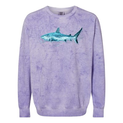 Retro Digital Polygon Shark Colorblast Crewneck Sweatshirt