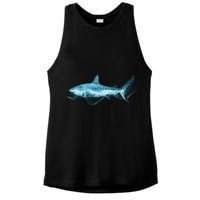 Retro Digital Polygon Shark Ladies PosiCharge Tri-Blend Wicking Tank
