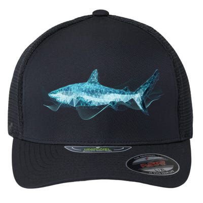 Retro Digital Polygon Shark Flexfit Unipanel Trucker Cap