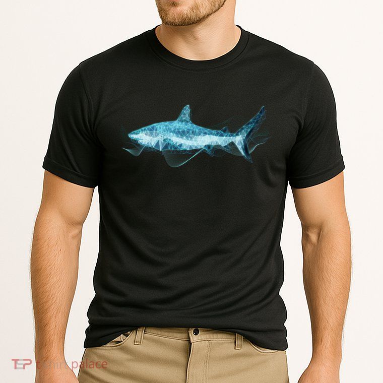 Retro Digital Polygon Shark Cooling Performance Crew T-Shirt