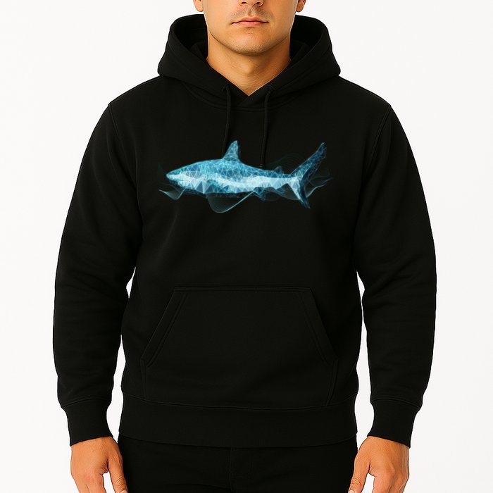 Retro Digital Polygon Shark Hoodie