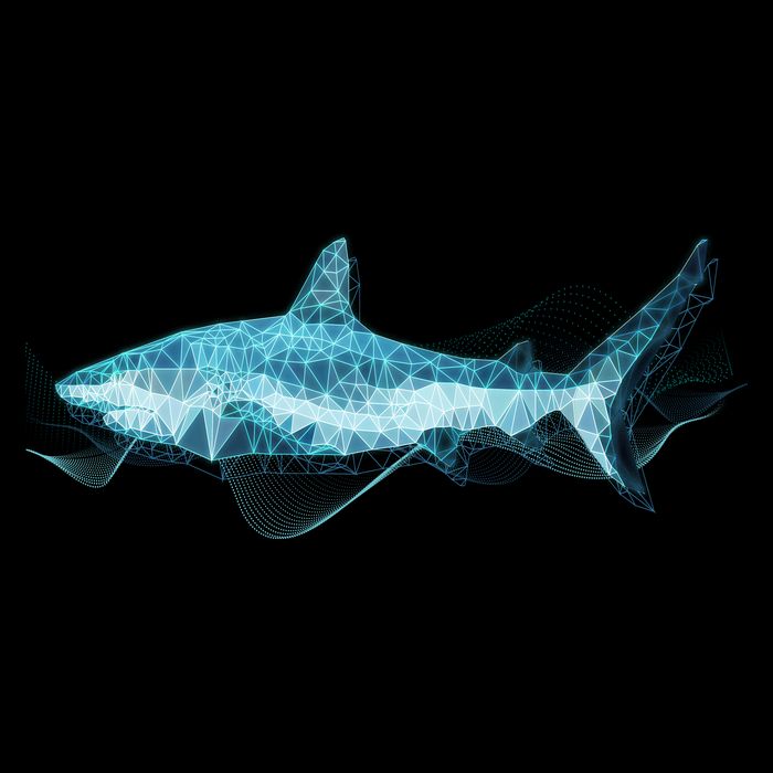 Retro Digital Polygon Shark Tall T-Shirt