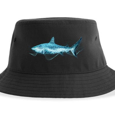 Retro Digital Polygon Shark Sustainable Bucket Hat