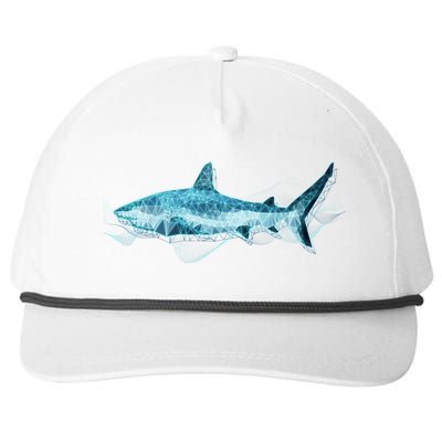 Retro Digital Polygon Shark Snapback Five-Panel Rope Hat