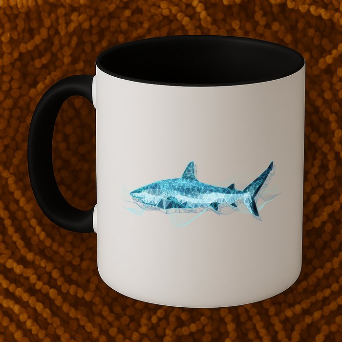 Retro Digital Polygon Shark Mug