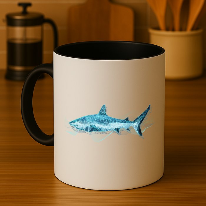 Retro Digital Polygon Shark Mug