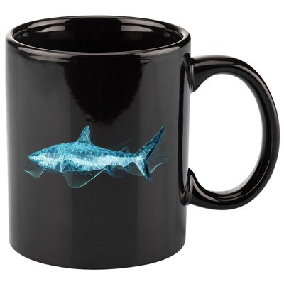 Retro Digital Polygon Shark 11oz C Handle Ceramic Mug
