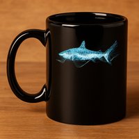 Retro Digital Polygon Shark 11oz C Handle Ceramic Mug