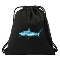 Retro Digital Polygon Shark Drawstring Bag
