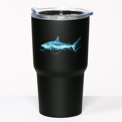 Retro Digital Polygon Shark Tumbler
