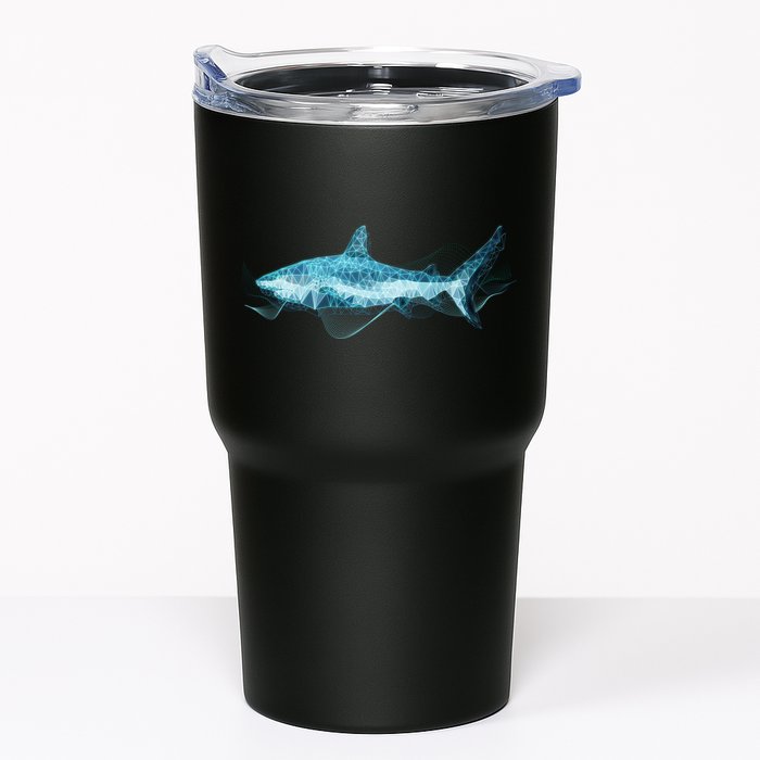 Retro Digital Polygon Shark Tumbler
