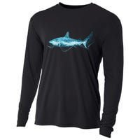 Retro Digital Polygon Shark Cooling Performance Long Sleeve Crew