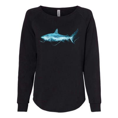 Retro Digital Polygon Shark Womens California Wash Sweatshirt