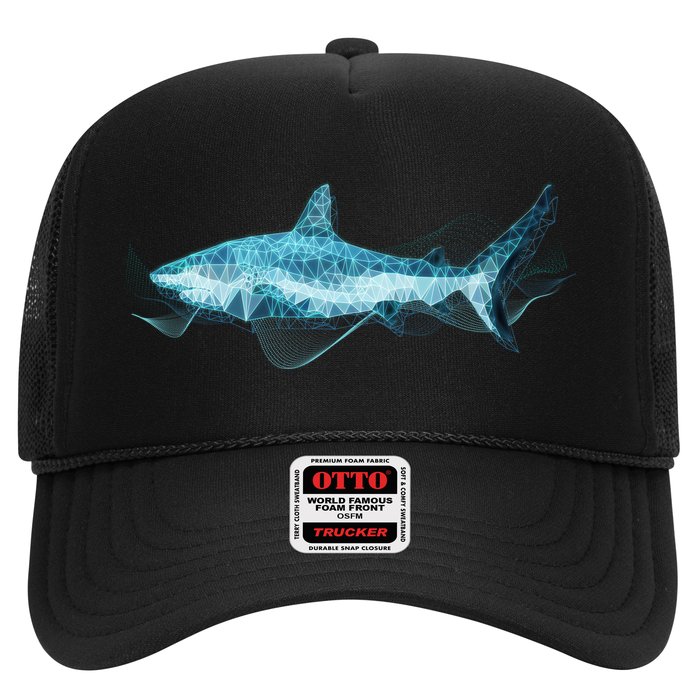 Retro Digital Polygon Shark Hat