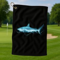 Retro Digital Polygon Shark Golf Towel