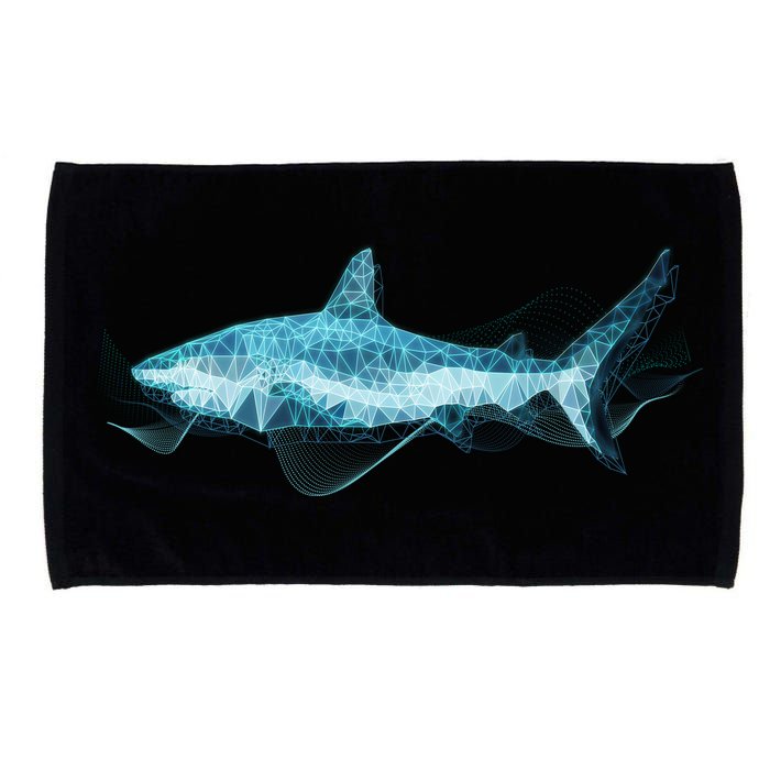 Retro Digital Polygon Shark Microfiber Hand Towel