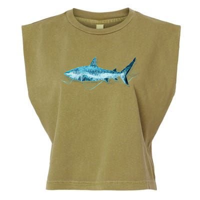 Retro Digital Polygon Shark Garment-Dyed Women's Muscle Tee