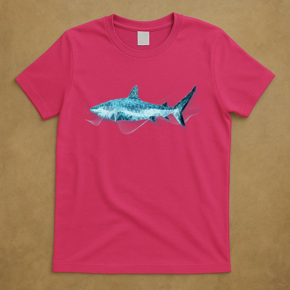 Retro Digital Polygon Shark T-Shirt