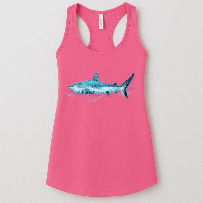 Retro Digital Polygon Shark Womens Tank Top