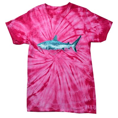 Retro Digital Polygon Shark Tie-Dye T-Shirt