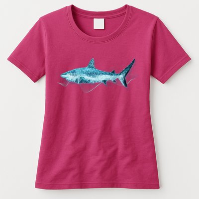 Retro Digital Polygon Shark Womens T-Shirt