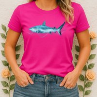 Retro Digital Polygon Shark Womens T-Shirt