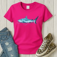 Retro Digital Polygon Shark Womens T-Shirt