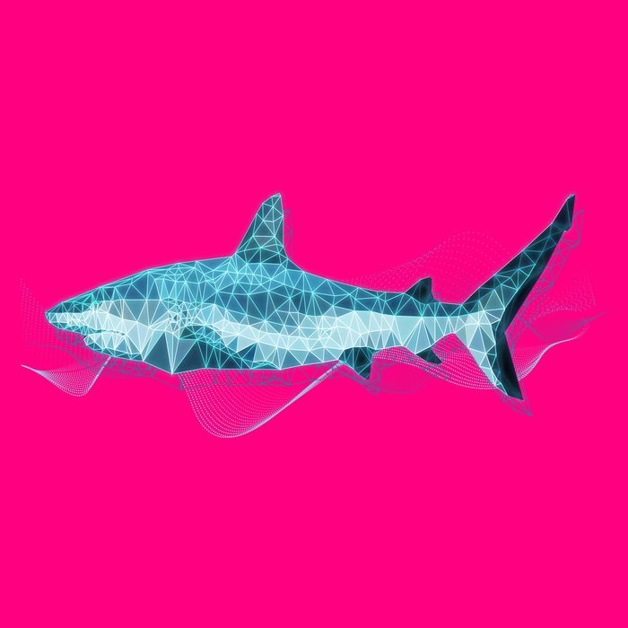 Retro Digital Polygon Shark Women's V-Neck T-Shirt