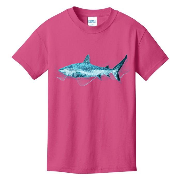 Retro Digital Polygon Shark Kids T-Shirt