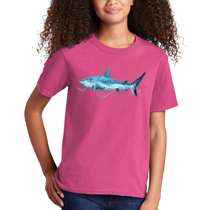 Retro Digital Polygon Shark Kids T-Shirt
